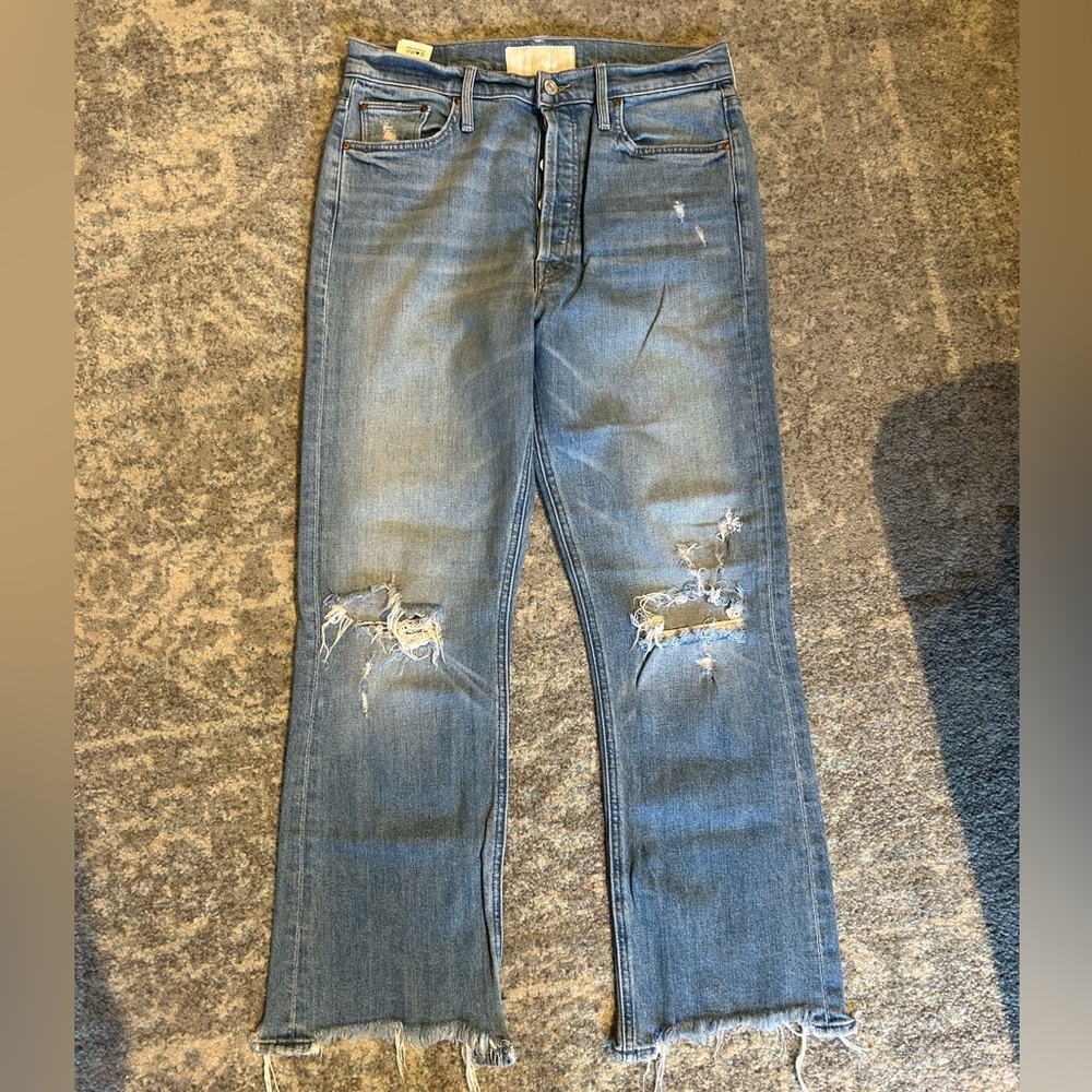 MOTHER Blue Straight Leg Jeans